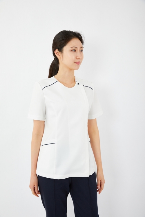 스트링 배색포인트 화이트 상의-5965