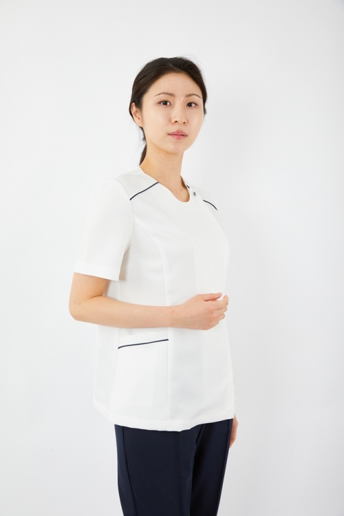 스트링 배색포인트 화이트 상의-5965