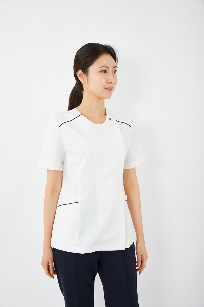 스트링 배색포인트 화이트 상의-5965