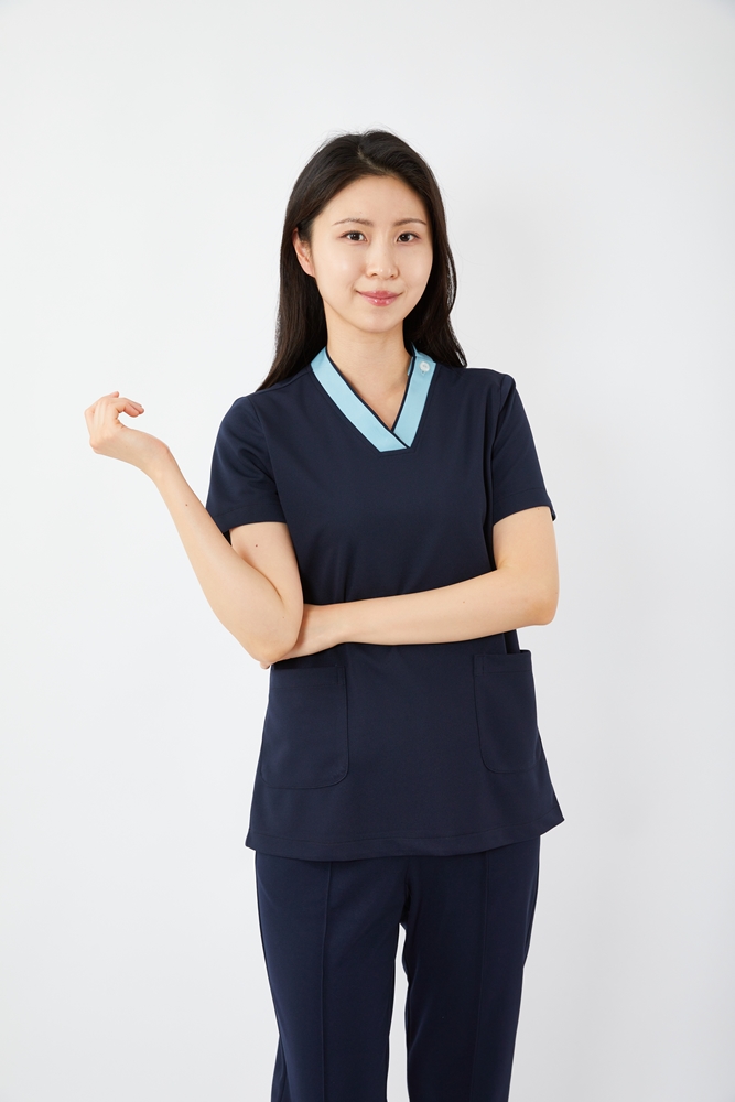 V배색 다크네이비 상의-5911