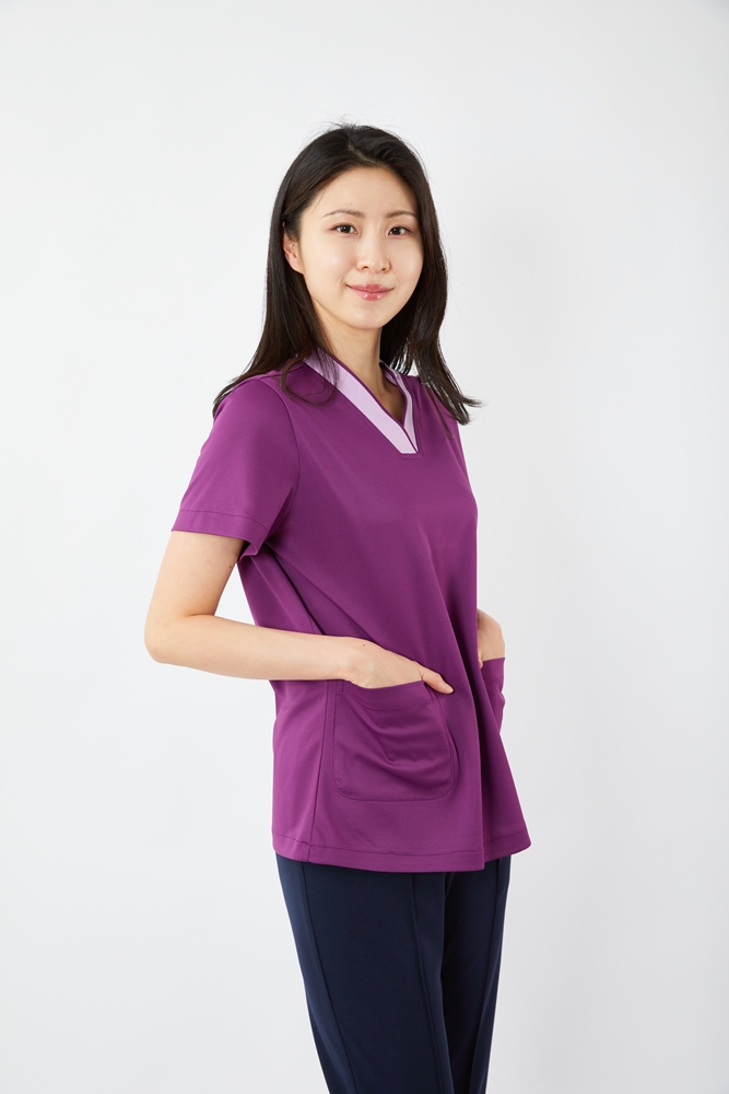 V배색 로열퍼플 상의-5912