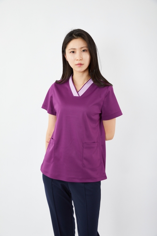 V배색 로열퍼플 상의-5912