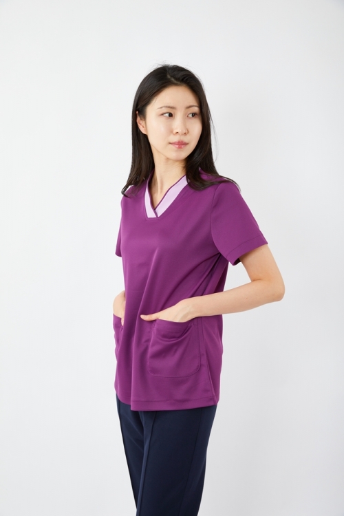 V배색 로열퍼플 상의-5912