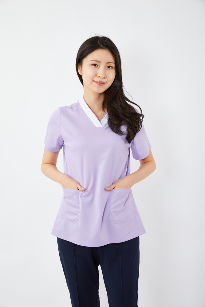 V배색 보라(WH) 상의-5913
