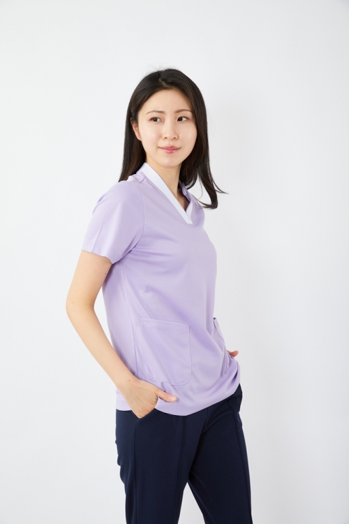 V배색 보라(WH) 상의-5913