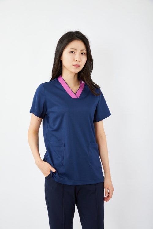 V배색 네이비 상의-5915