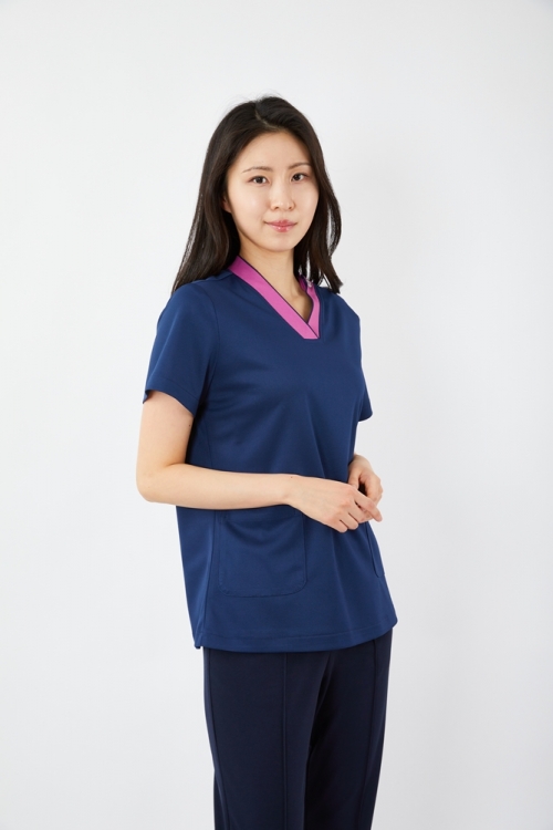 V배색 네이비 상의-5915