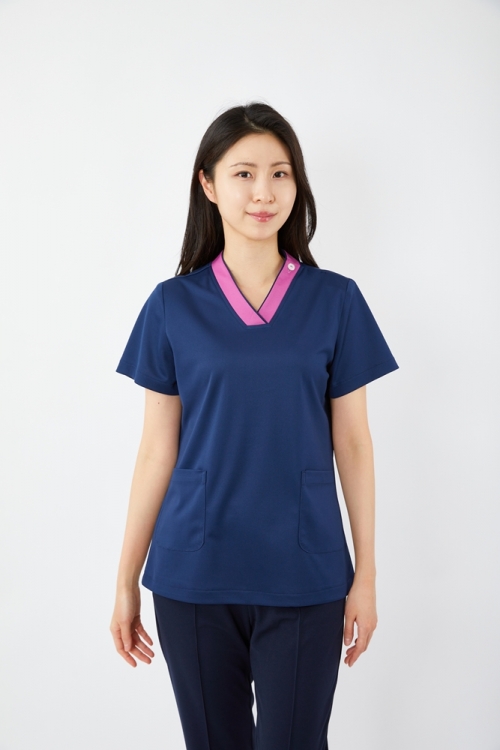 V배색 네이비 상의-5915