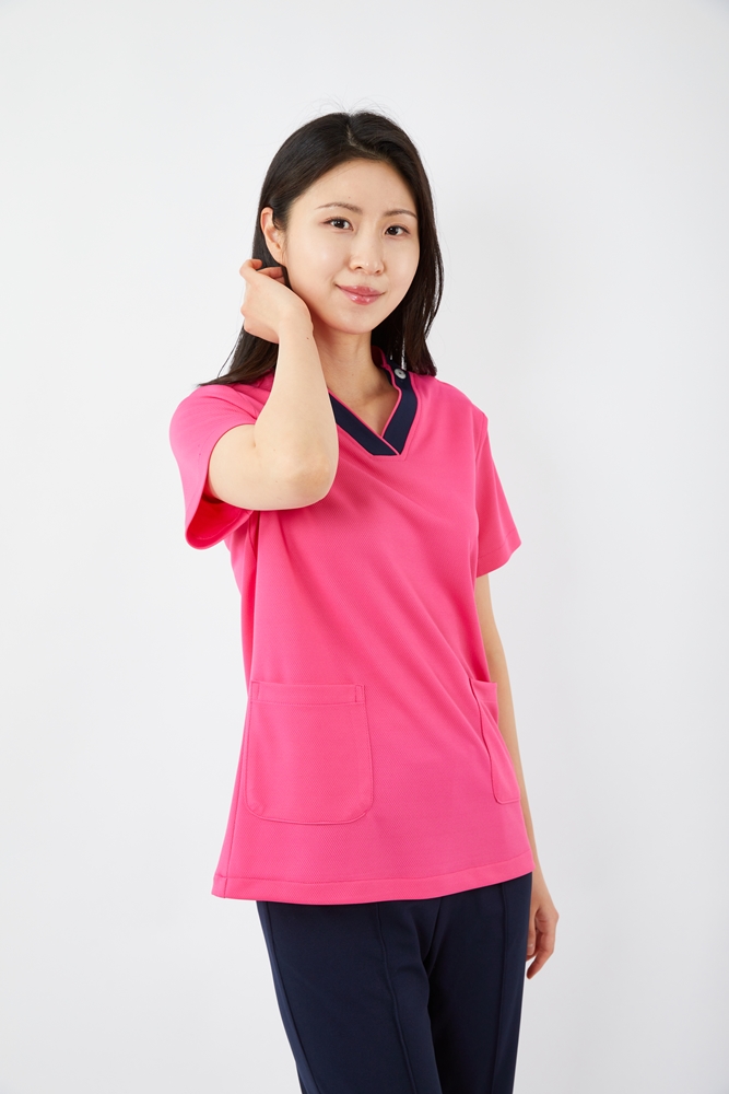 V배색 체리핑크 상의-5914