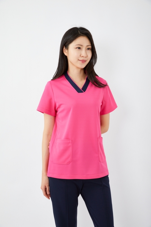 V배색 체리핑크 상의-5914