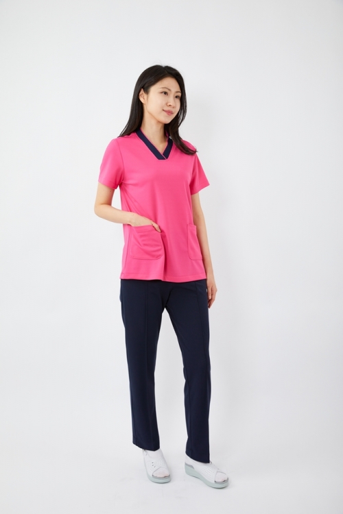 V배색 체리핑크 상의-5914
