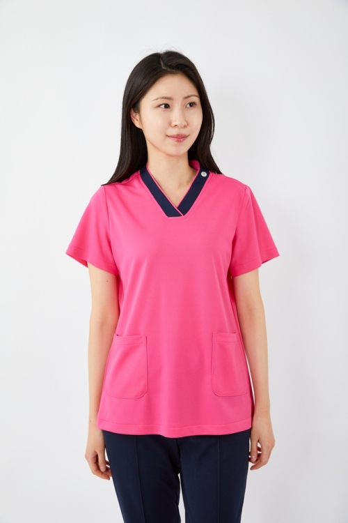 V배색 체리핑크 상의-5914