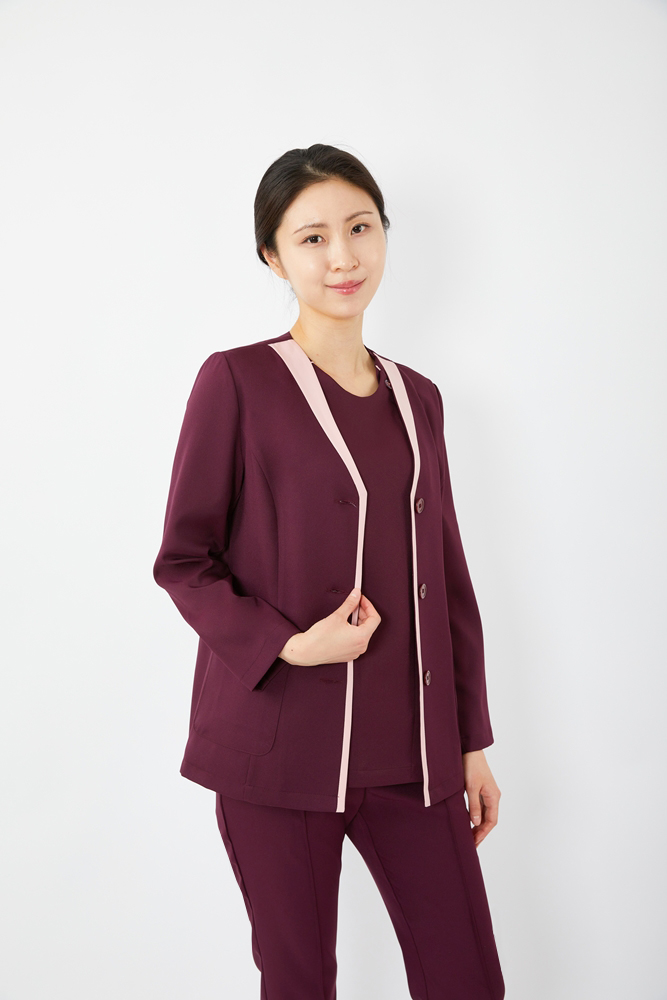 라인 자켓 와인-5353