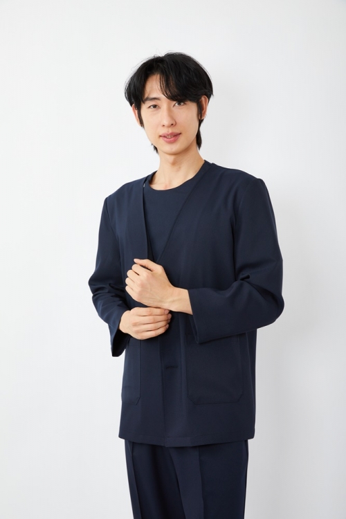심플 덧가운 가디건 네이비-5387