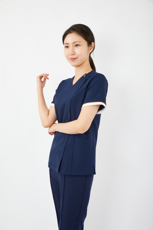 V넥 배색 네이비 상의-1995