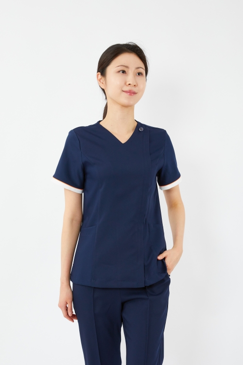 V넥 배색 네이비 상의-1995