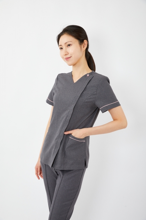 V넥 포인트 멜란지그레이 상의-1959