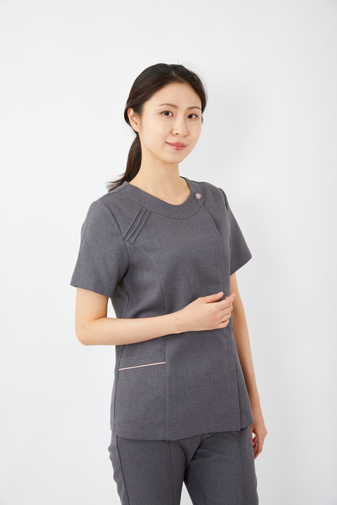 가슴핀턱 멜란지그레이 상의-1912