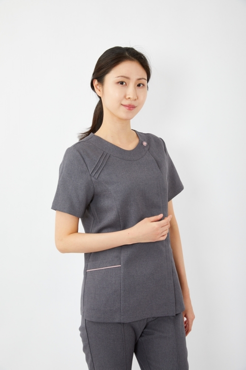 가슴핀턱 멜란지그레이 상의-1912