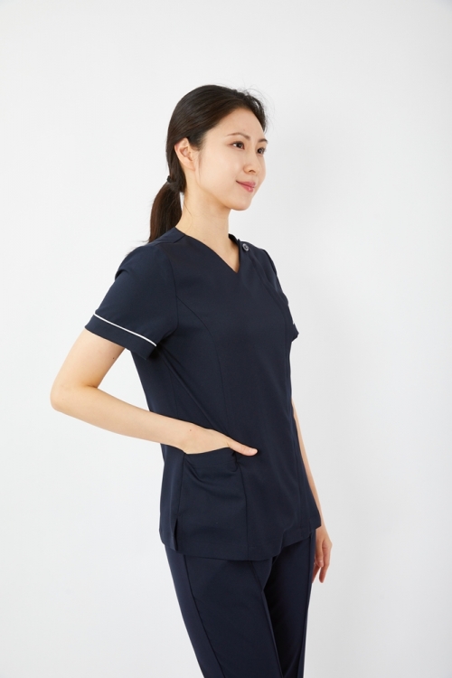 V넥 포인트 다크네이비 상의-1957