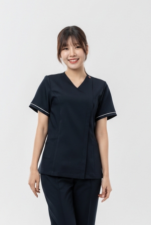 V넥 포인트 다크네이비 상의-1957