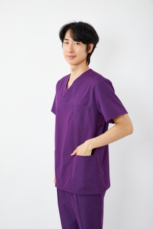 V라인 심플 로열퍼플 상의-6691