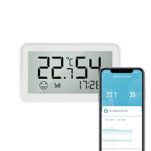 IoT팝 스마트 LCD 온습도계 - 무선 온도계 감지 와이파이 자동 온도기록 스마트공간