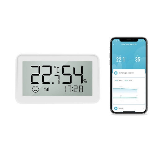 IoT팝 스마트 LCD 온습도계 - 무선 온도계 감지 와이파이 자동 온도기록 스마트공간
