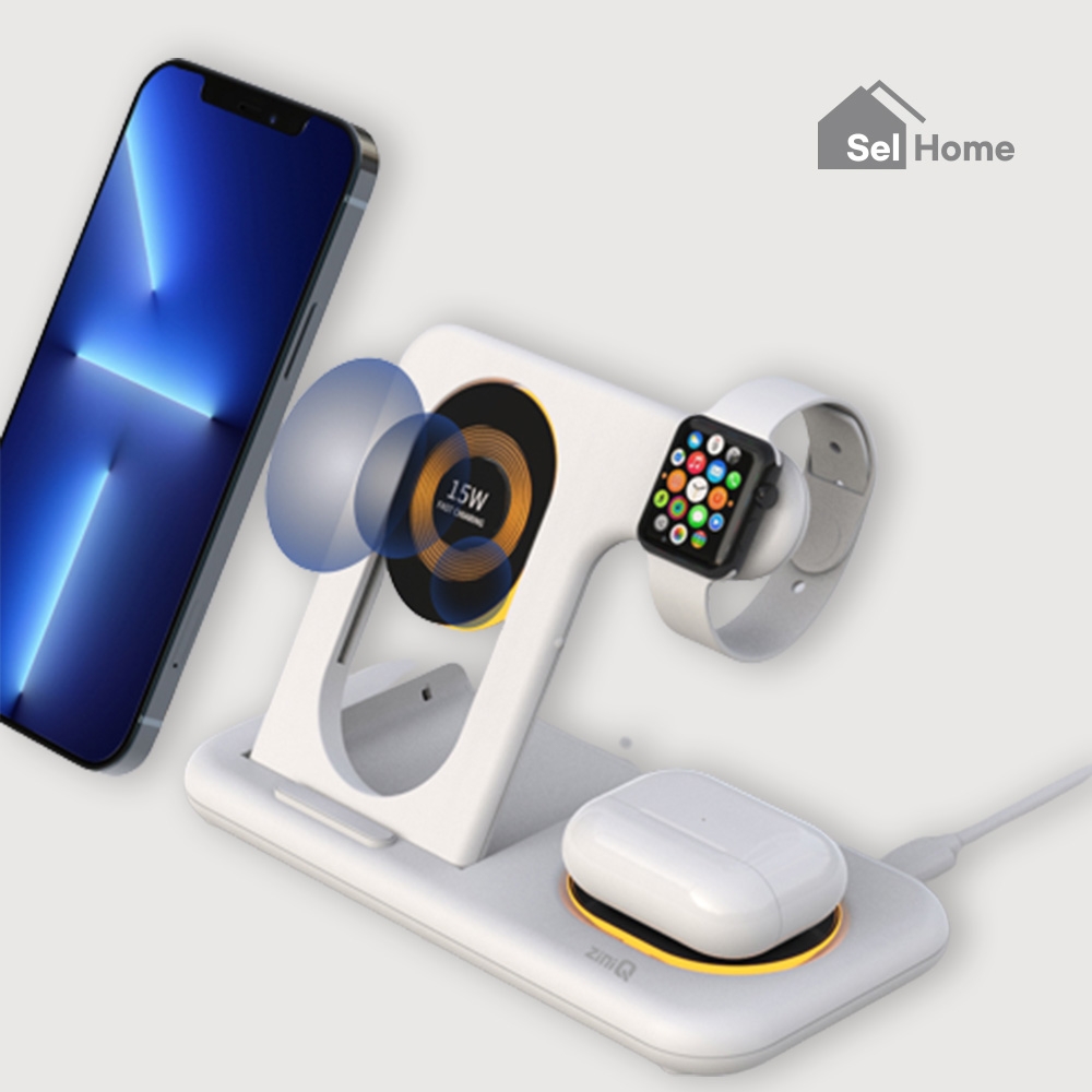 셀홈 마그네틱 4IN1 무선 충전기 - 무선 충전패드 애플워치 아이폰 에어팟 갤럭시 버즈
