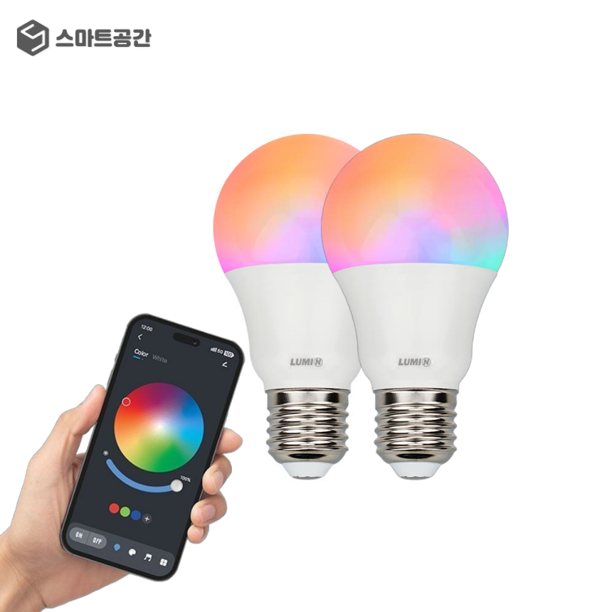 스마트공간 IoT 블루투스 표준전구 2팩 - LED 9W 14W 밝기 색상 E26 조명