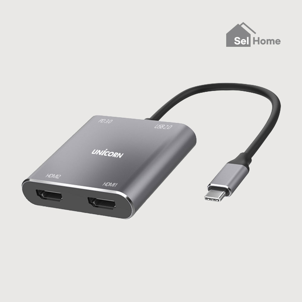 셀홈  4in1 듀얼 디스플레이 컨버터 USB-Type C to HDMI 미러링 데이터전송