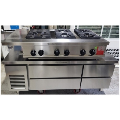 업소용 바엔키친 낮은서랍냉장고 간냉식 1500x700x600 LPG용