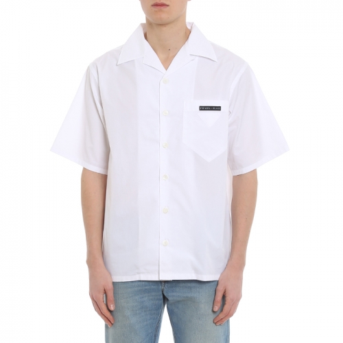 프라다 남성 포플린 반팔 화이트 셔츠 UCS339 1W7O F0009