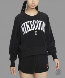 (우먼스) 나이키 티셔츠 코트 헤리티지 오버사이즈 크루넥 그래픽 테니스 스웻셔츠 (FQ2243-010)