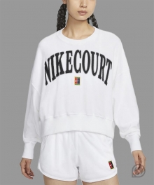(우먼스) 나이키 티셔츠 코트 헤리티지 오버사이즈 크루넥 그래픽 테니스 스웻셔츠 (FQ2243-100)