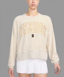 (우먼스) 나이키 티셔츠 코트 헤리티지 오버사이즈 크루넥 그래픽 테니스 스웻셔츠 (FQ2243-104)