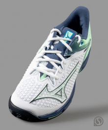 미즈노 테니스화 웨이브 엑시드 투어 6  화이트/네이비 (61GA247437) 클레이코트용