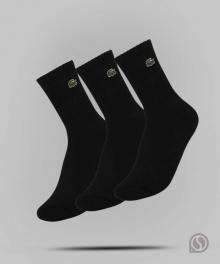 라코스테 스포츠양말 쿠션 장목 양말 3P 블랙 (RA903B55N031)