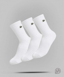 라코스테 스포츠양말 쿠션 장목 양말 3P 화이트 (RA903B55N001)
