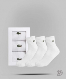 라코스테 스포츠양말 스포츠 쿠션 중목 양말 3P 화이트(RA904B55N001)