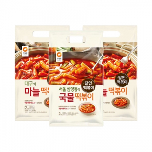 청정원 대구식 마늘떡볶이 서울식 국물떡볶이 간편조리 즉석간식 3개 골라담기