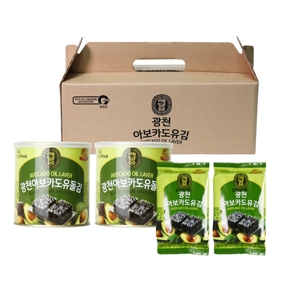 광천 해달음 아보카도유 돌김 캔김 35g 2개 도시락김 4g 2개 선물세트