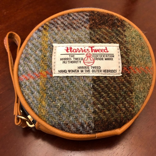 Harris Tweed 해리스 트위드 라운드 코인 케이스 원형 동전 지갑 브라운