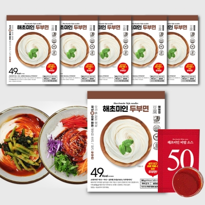 [해초미인] 상온 저칼로리 두부면 다시마면 미역면 국수 비빔소스 국내산 6인분세트