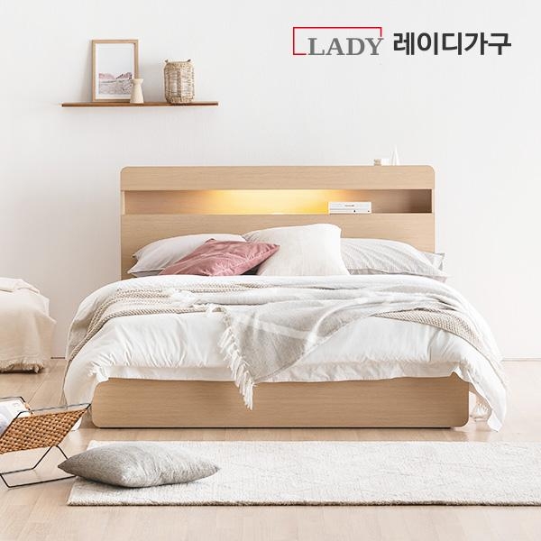 레이디가구 모노 LED 빅 3단서랍 수납 침대 Q_60T 필로우탑