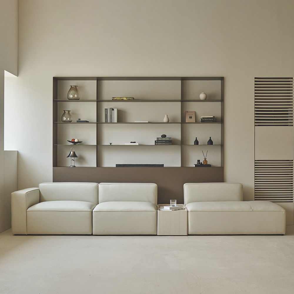 [파이널특가] 아이데뉴 모데라토 천연 면피 가죽 4인 소파 메리디안형 3200