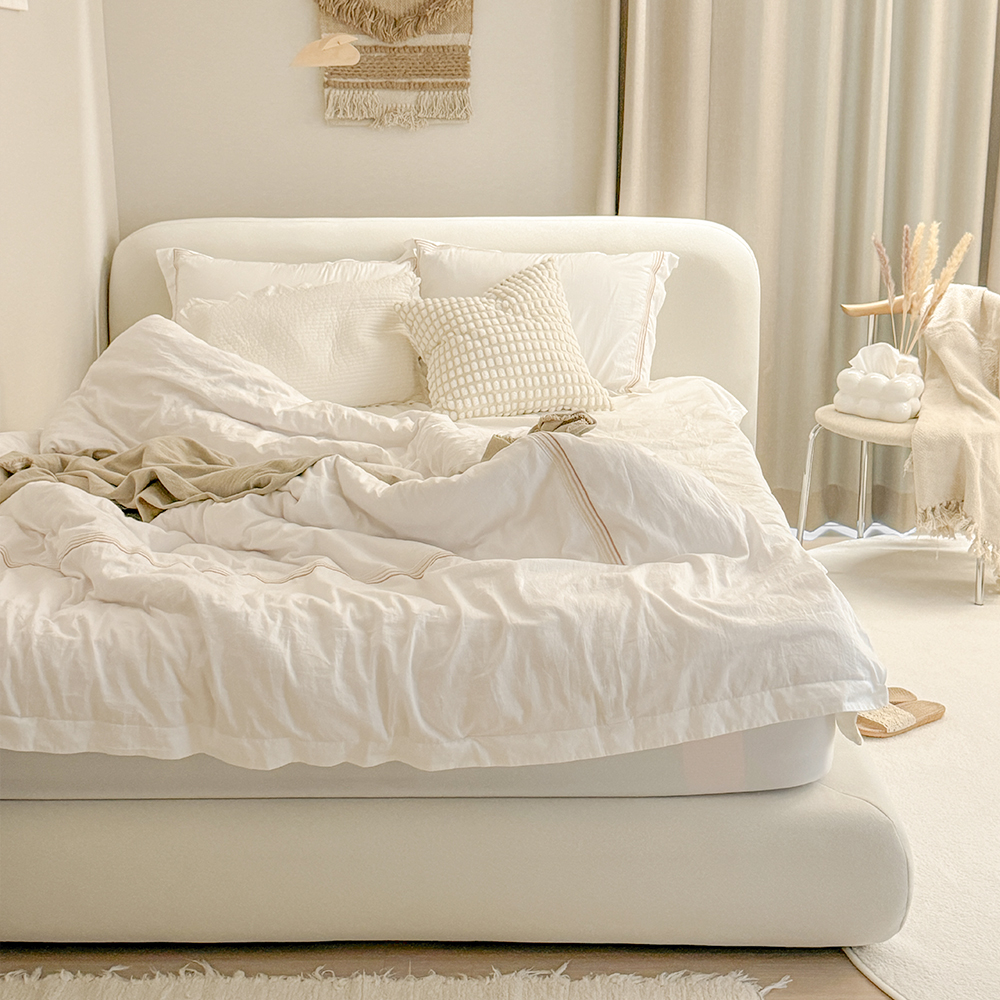 [연말결산특가] 샌드 슬림헤드/볼드헤드 패브릭침대 SS/Q/K (매트리스 선택)