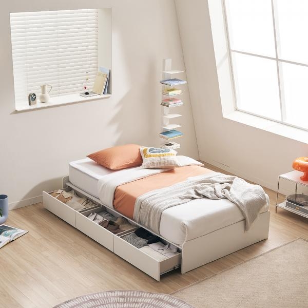 [연말결산특가] 포더홈 피즈 무헤드 3단 통서랍 수납침대 SS/Q