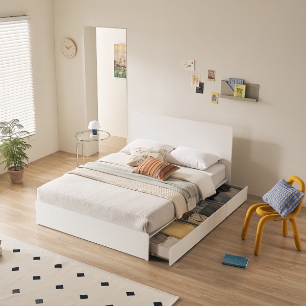 [연말결산특가] 포더홈 피즈 슬림헤드 3단 통서랍 수납침대 SS/Q