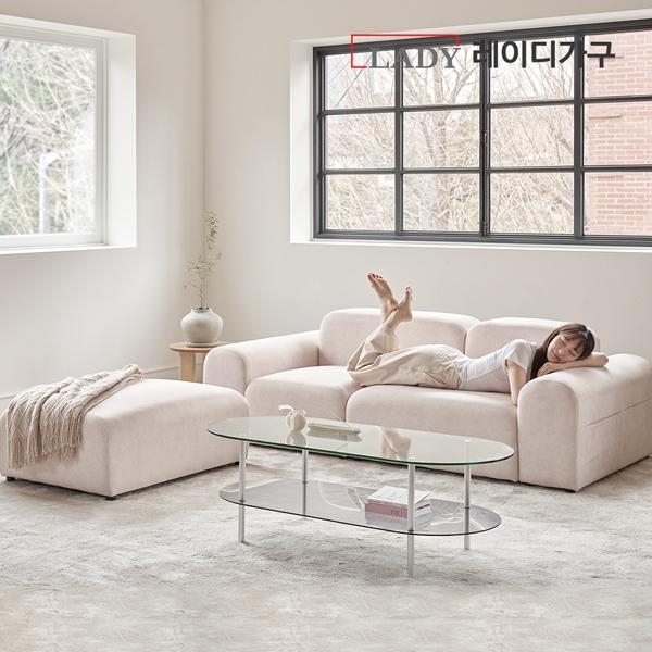 [NEW런칭] 레이디가구 올리 패브릭 3인 소파+스툴